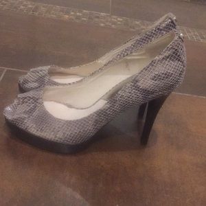 Michael Kors snakeskin peep toe 4.5” heels